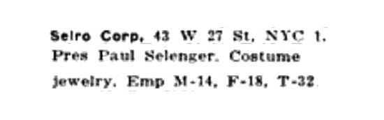 1953 Directory of Manufacturing Firms in New York State, Selro Corporation