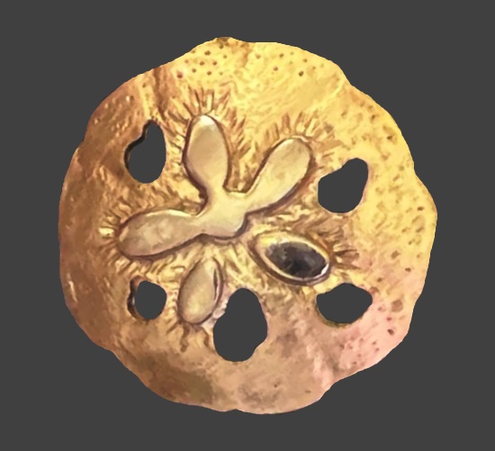 Abstract sand dollar gold tone brooch pin