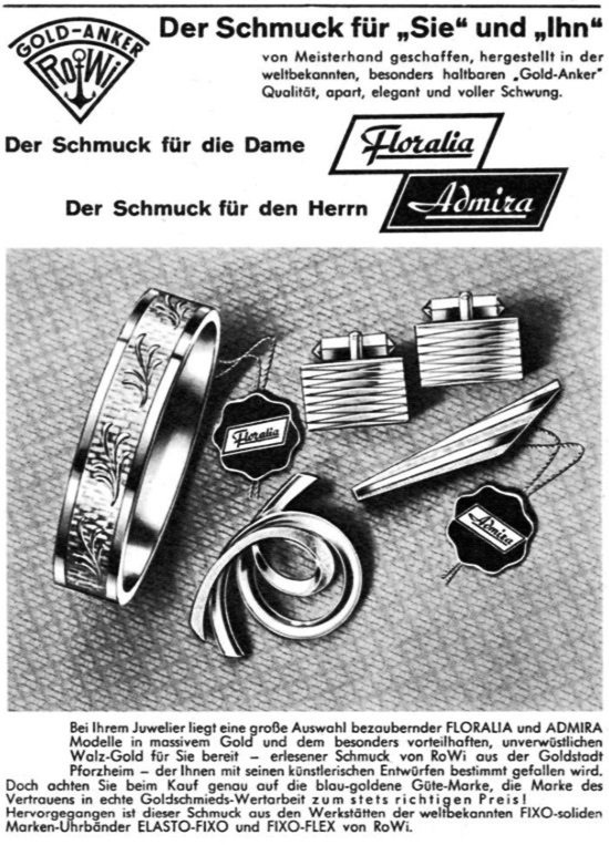 Admira and Floralia jewelry by RoWi, 1962 ad