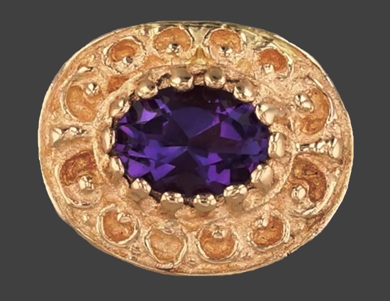 Amethyst 14 K gold slide bracelet charm