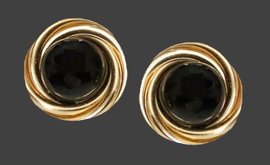 Black onyx 14 K gold filled pierced earrings
