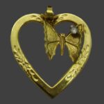 Butterfly Heart gold filled pendant. Lois Jean vintage costume jewelry (1975-1983)