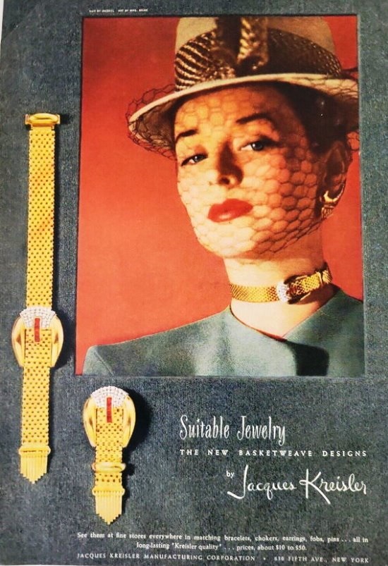 Choker and earrings set, vintage ad