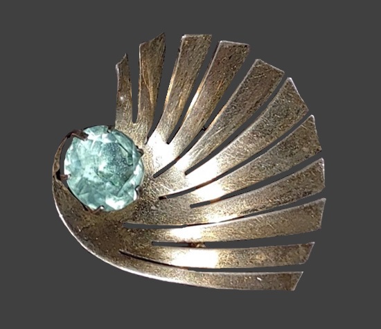 Cubic zirconia sterling swirl design brooch pin