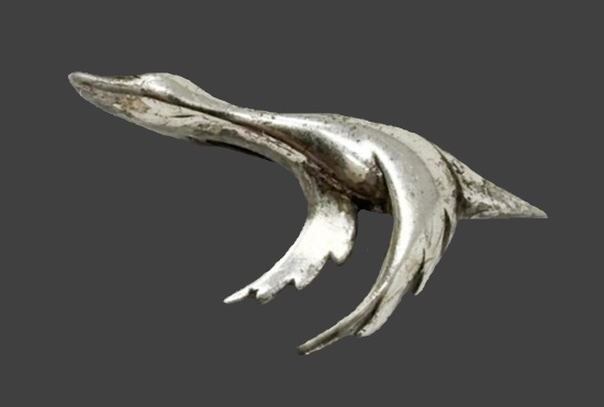Flying goose sterling silver brooch