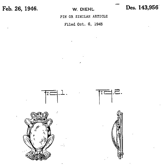 Frog brooch 1945 patent