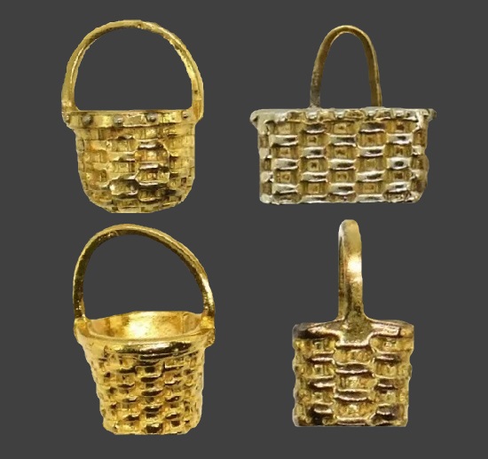 Fruit Baskets gold tone charms. 1990s