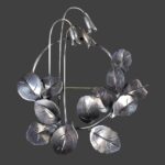 Garden bell flowers sterling silver circle pin brooch. Gertrud Engel botanical silver jewelry