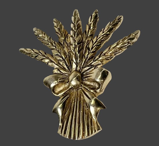 Harvest wheat gold tone brooch pin