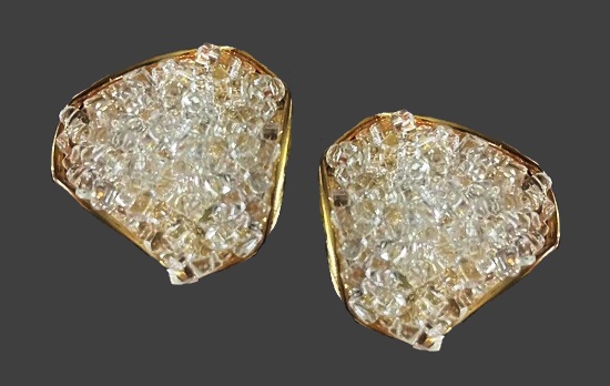 Sparkly faceted rhinestone gold tone shoe clips