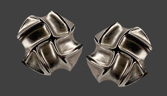 Sterling silver abstract design post earrings