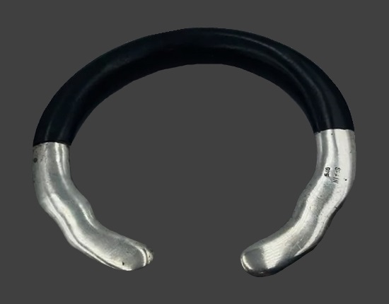 Sterling silver ebony wood cuff bracelet