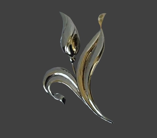 Tulip flower sterling silver brooch pin