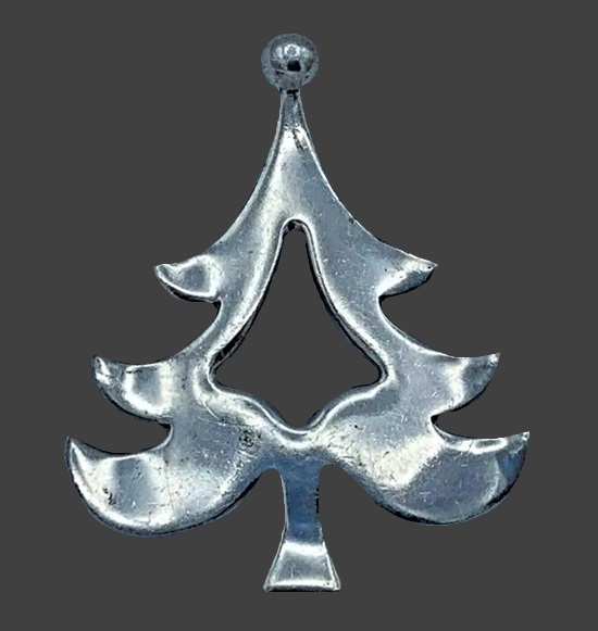 Christmas Tree sterling silver tone pewter pendant