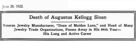 Death of A.K. Sloan, June 28, 1922