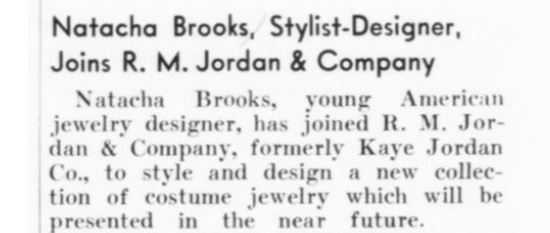 Natacha Brooks joins R.M. Jordan, 1943