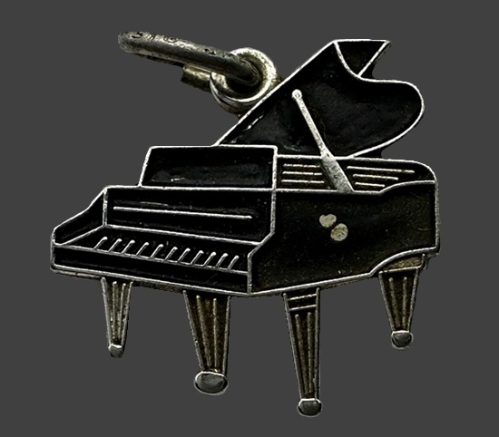 Piano sterling silver enamel pendant from musical charm collection