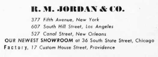 Showrooms and factory by R.M. Jordan, 1946 ad