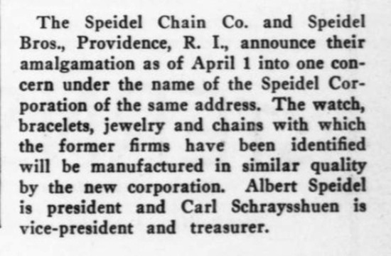 Speidel Chain Co, 1932