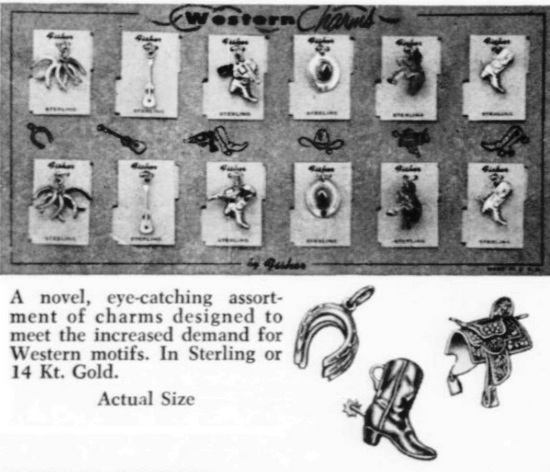 Western motif charms, 1960 ad