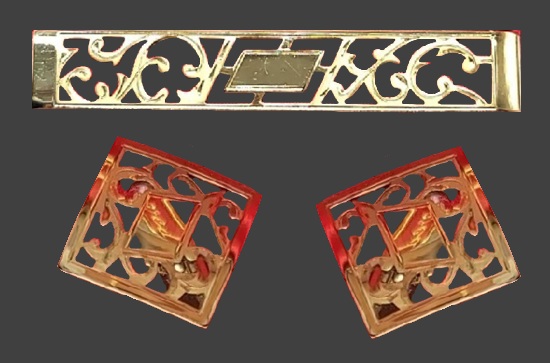 12 K gold filled tie clip and cufflinks