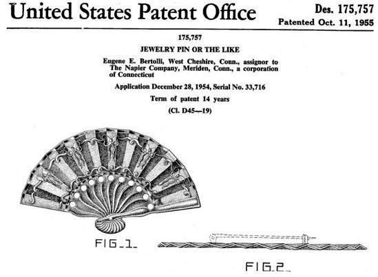 1954 patent fan brooch