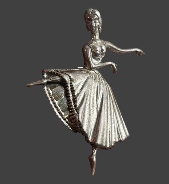 Ballerina sterling silver brooch