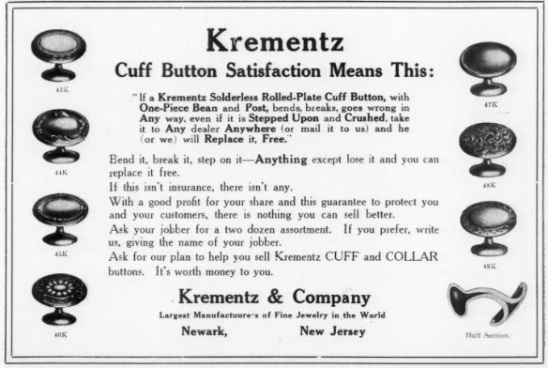 Cuff buttons, 1913 ad