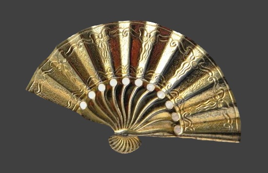 Fan brooch. Gold over Sterling silver, 5.6 cm, 1950s