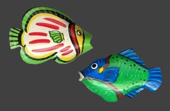 Fish acrylic handpainted button cover