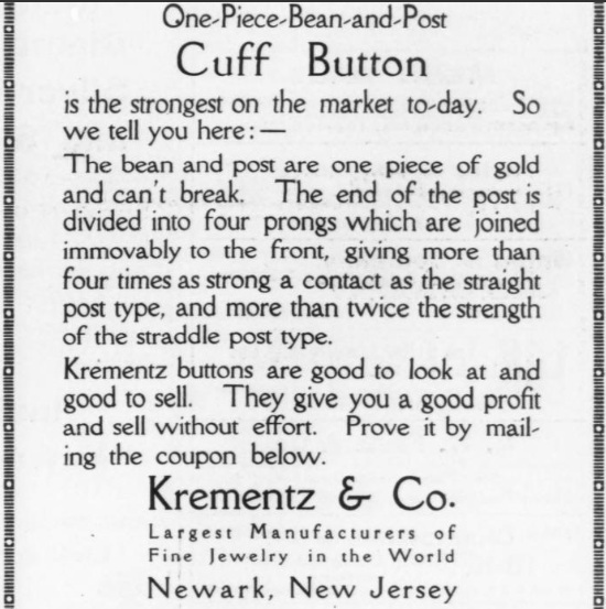 May 1913 ad, Cuff buttons