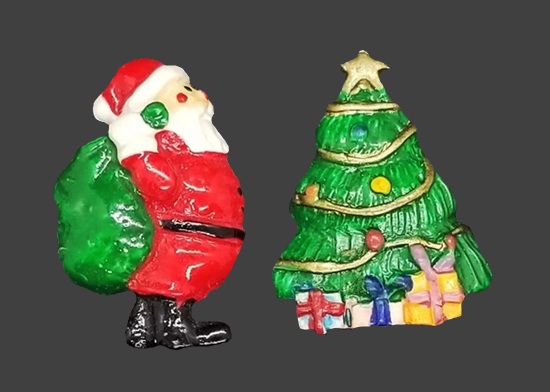 Santa and Christmas tree handpainted acrylics