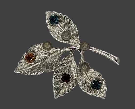 Sterling silver leaf design birthstone pin brooch, Family Album collection