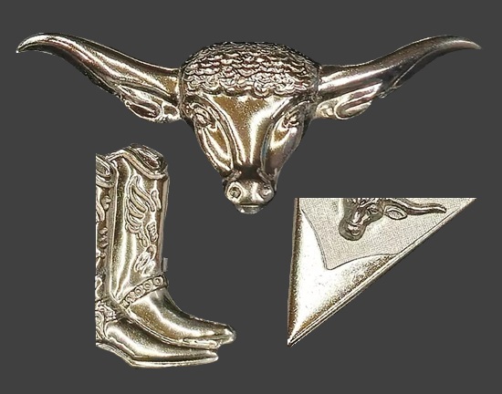Western motif silver tone