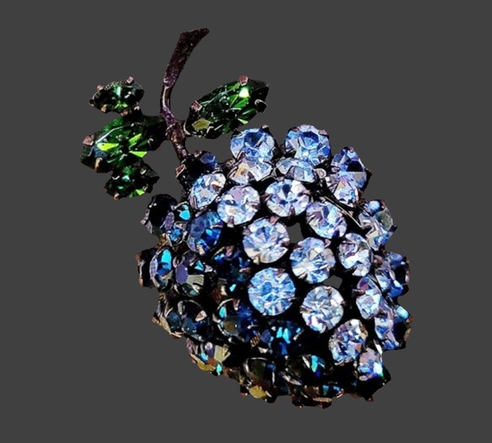 Blue berry rhinestone brooch