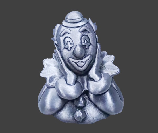 Clown silver tone pin