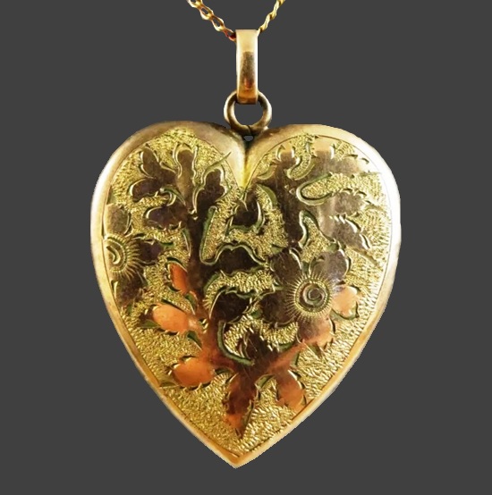Floral heart 12 K gold filled locket pendant