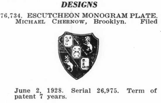 June 1928 patent by Michael Chernow, Brooklyn