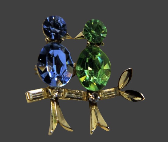 Love Birds rhinestone pin