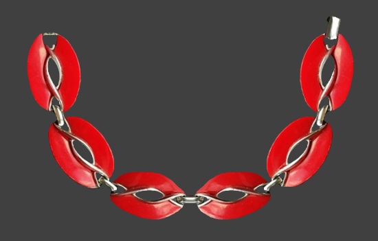 Red lucite gold tone bracelet