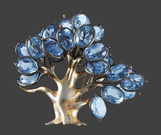 Tree of Life sterling silver faceted crystal brooch pin