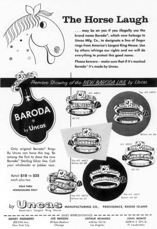 Baroda by Uncas, July 1959 ad