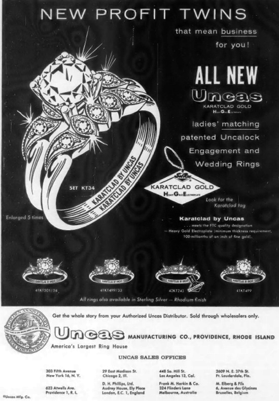 Karat gold rings, 1961 ad
