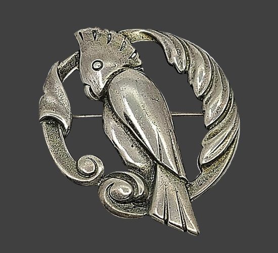 Parrot sterling silver brooch pin