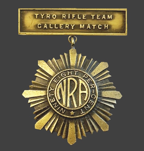 NRA Tyro Rifle Team Gallery Match bronze pin