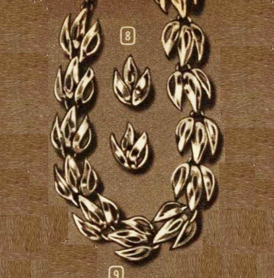 Necklace and earrings, clip backs. Montgomery Ward Albany 1956 Spring And Summer ad