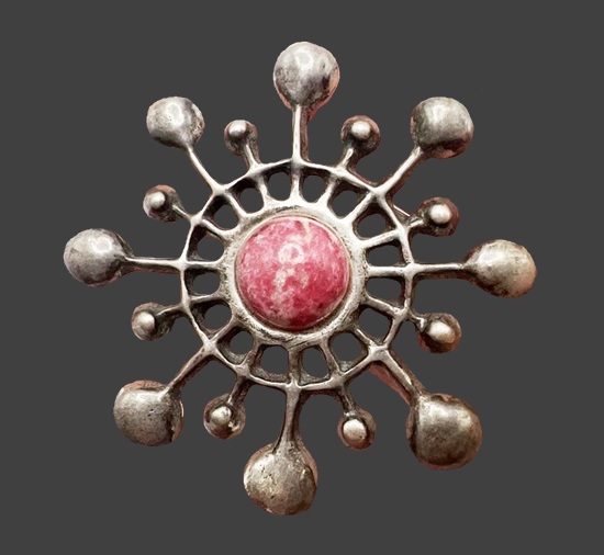 Celestial sterling silver natural stone pendant
