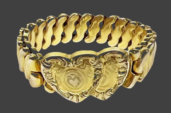 Double heart expansion bracelet, 1940s