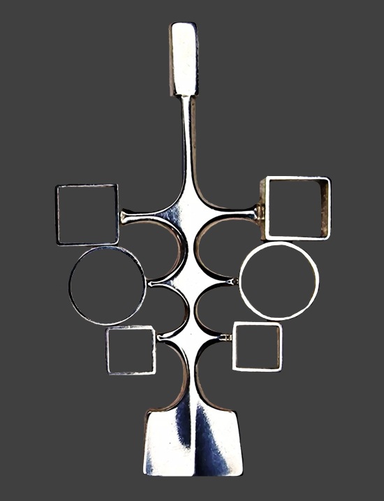 Geometric circle squares sterling silver modernist pendant, designed by Bjørn Sigurd Østern
