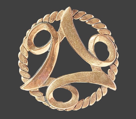 Mid-century modernist copper brooch